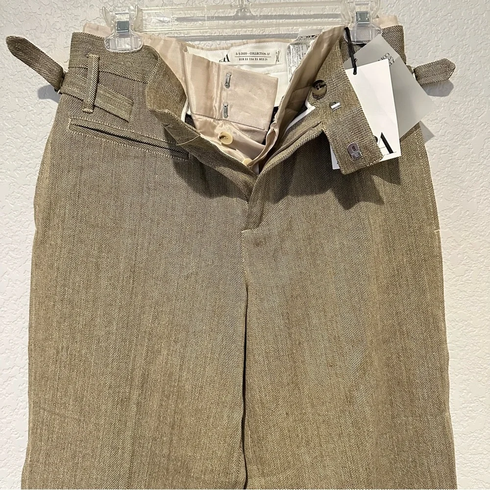 New $129 Zara Campaign Collection Contrast Linen Blend Pants XS 2624/023